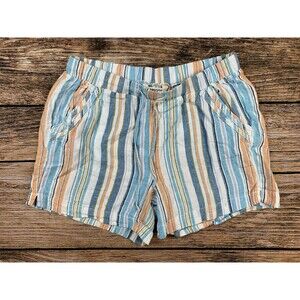 Briggs Women's Sz L Linen Blend Pull-On Shorts Pockets Drawstring Elastic Waist